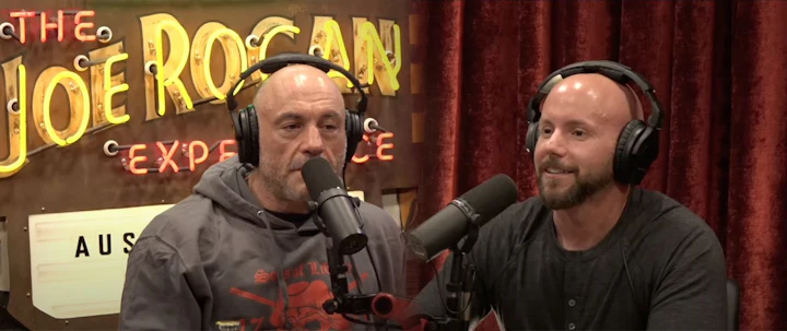 Joe Rogan and Brigham Buhler recording the episode